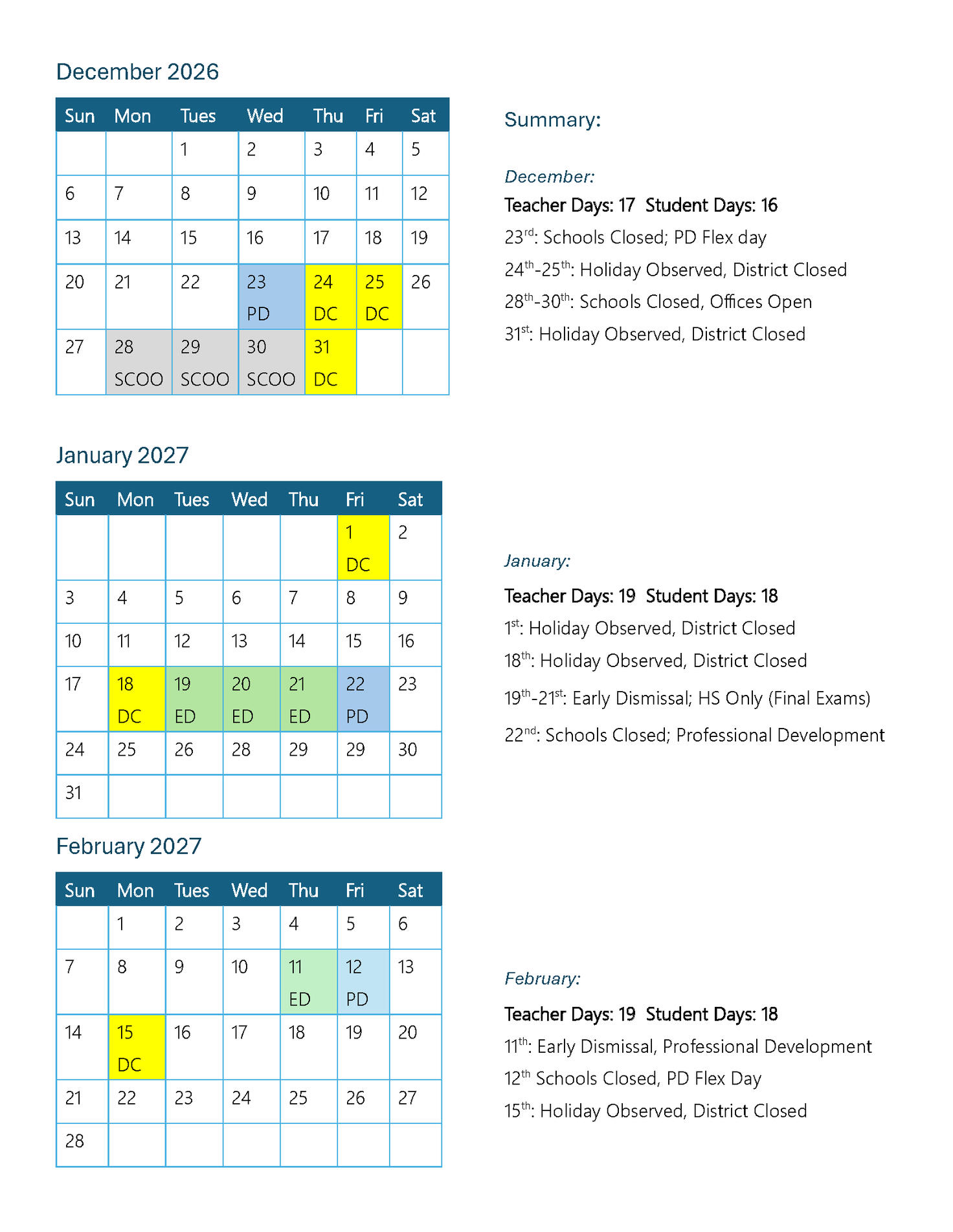 December - February