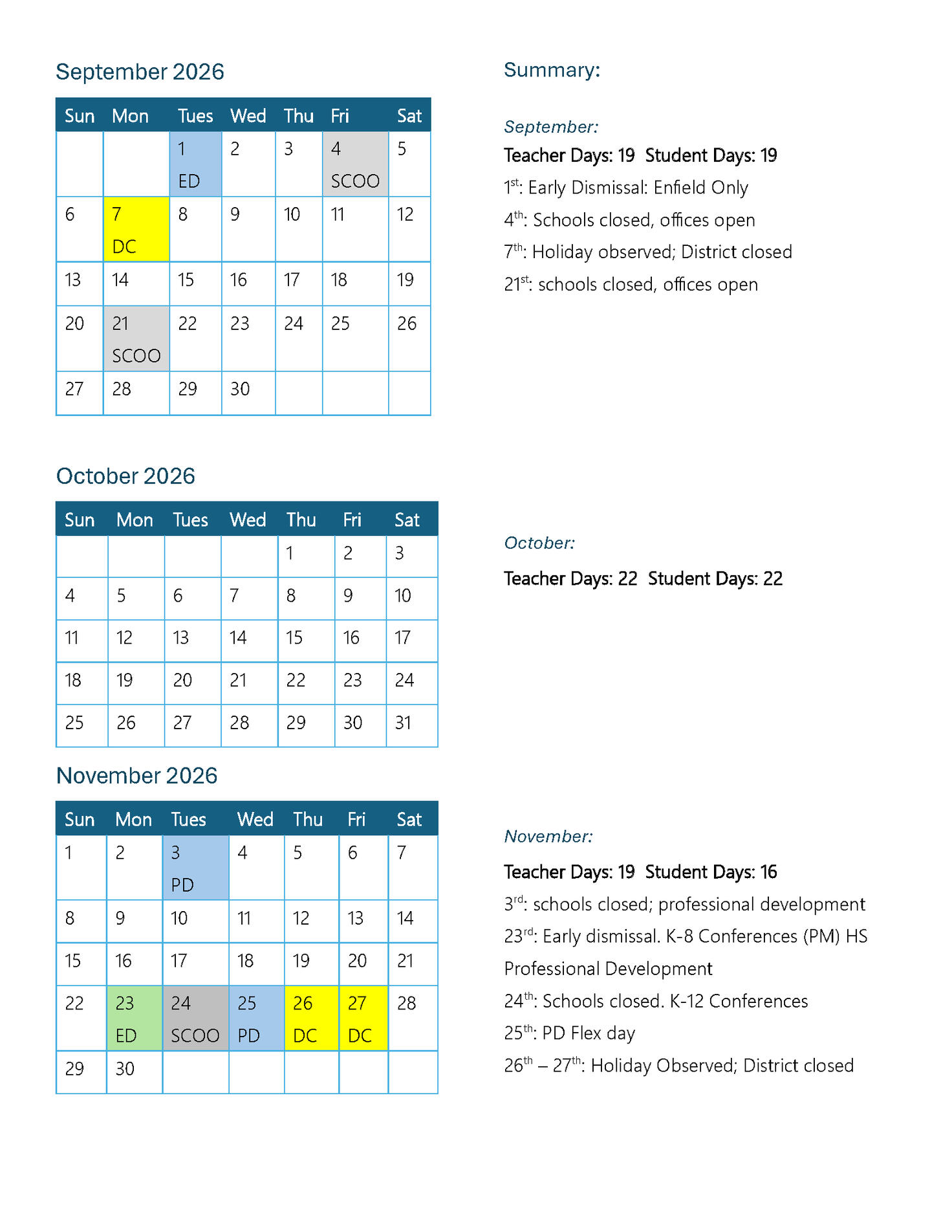 September - November September - November