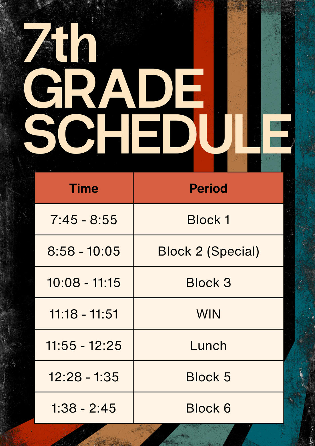 7th grade schedule 7th grade schedule