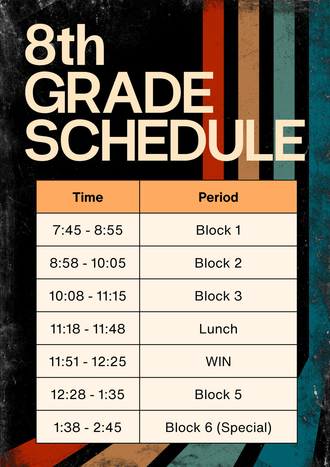 8th grade schedules