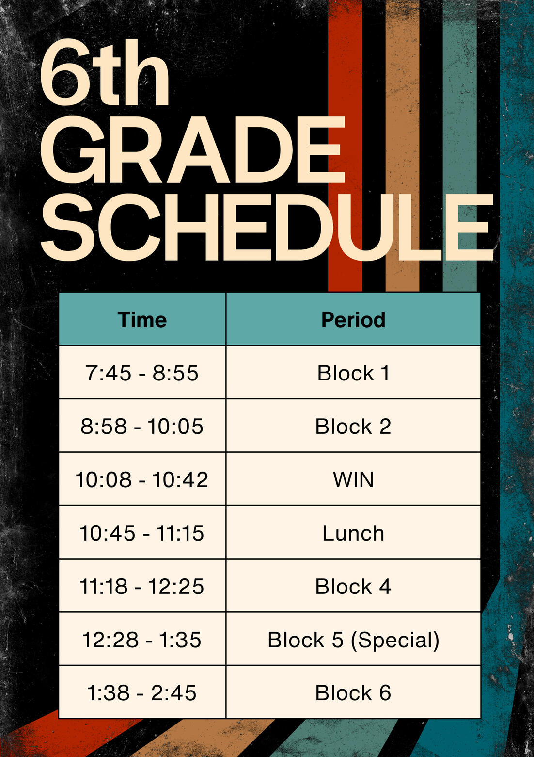 6th grade schedule 6th grade schedule